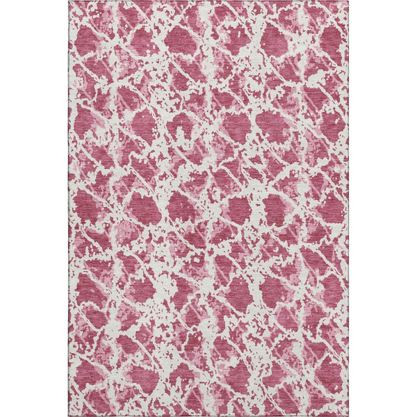 HomeRoots 5' X 8' Blush and Ivory Abstract Area Rug - Washable, UV-Protected, Durable for High-Traffic Spaces 676622