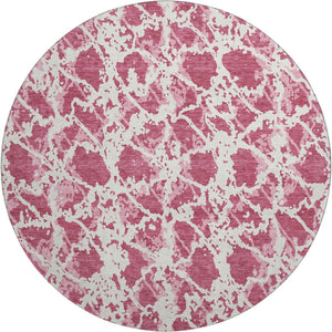HomeRoots 8' Blush and Ivory Abstract Washable Round Rug - Stylish, Stain-Resistant, UV Protected Design for Homes 676623