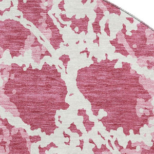 HomeRoots 8' Blush and Ivory Abstract Washable Round Rug - Stylish, Stain-Resistant, UV Protected Design for Homes 676623