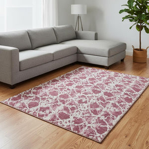 HomeRoots 8' X 10' Blush and Ivory Abstract Area Rug - Washable, Stain-Resistant, UV-Protected for Modern Homes 676624
