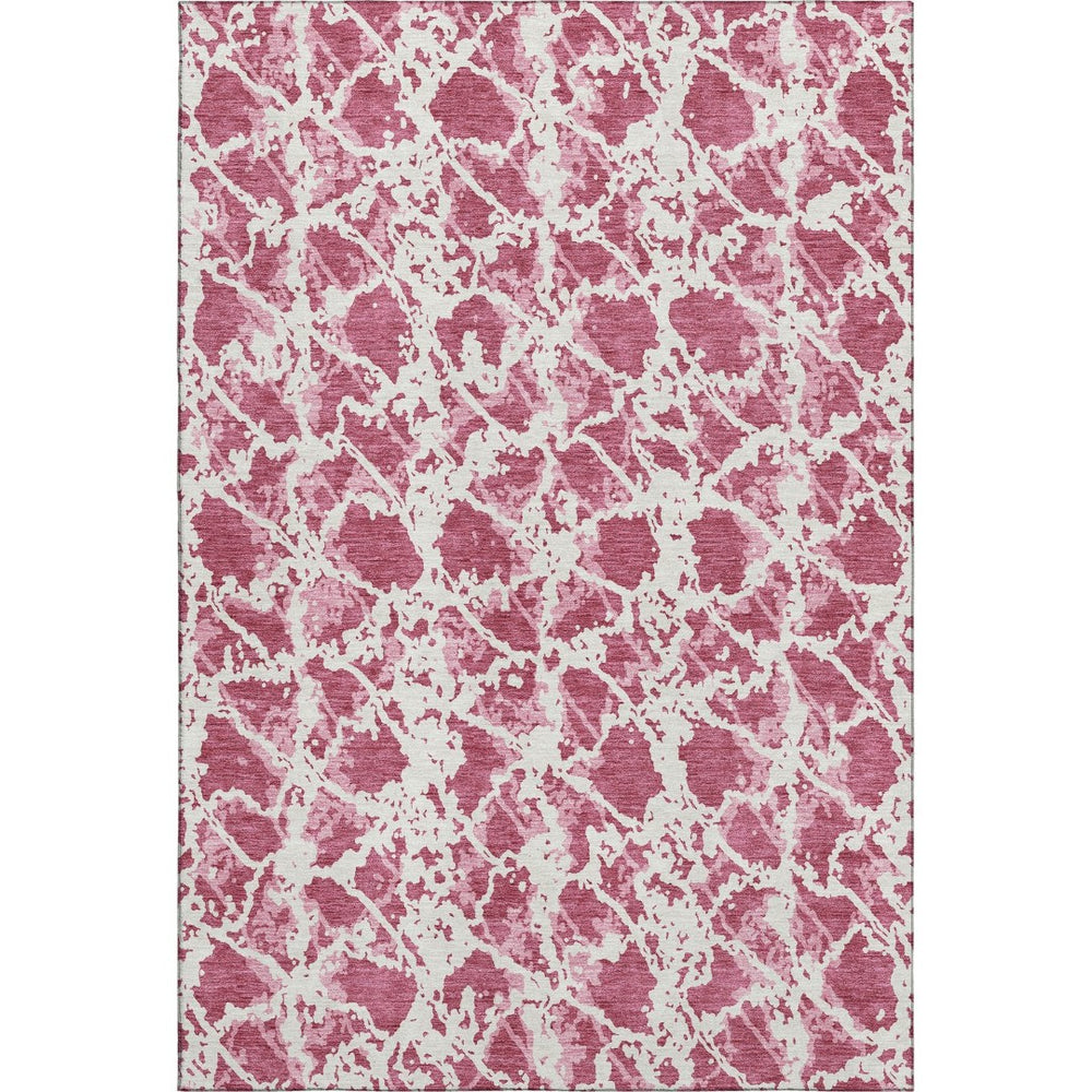 HomeRoots 8' X 10' Blush and Ivory Abstract Area Rug - Washable, Stain-Resistant, UV-Protected for Modern Homes 676624