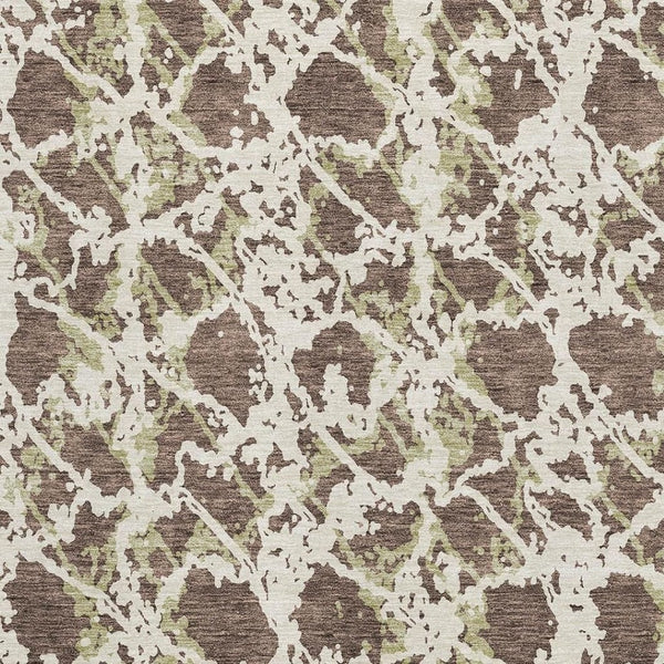 HomeRoots 5' X 8' Abstract Washable Area Rug in Brown Taupe & Ivory - Stylish, Durable, UV Protected Design 676628