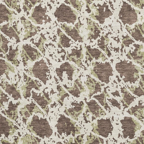 HomeRoots 8' X 10' Abstract Washable Area Rug in Brown Taupe/Ivory - UV Protected, Stain-Resistant, Durable Design 676630
