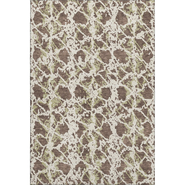 HomeRoots 9' X 12' Abstract Brown Taupe & Ivory Washable Area Rug with UV Protection for High-Traffic Spaces 676631