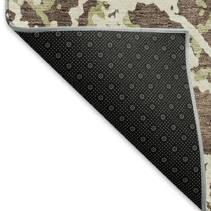 HomeRoots 9' X 12' Abstract Brown Taupe & Ivory Washable Area Rug with UV Protection for High-Traffic Spaces 676631