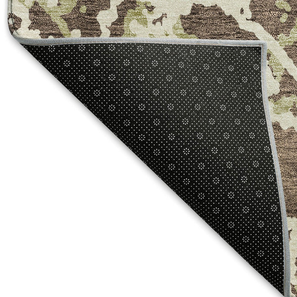 HomeRoots 9' X 12' Abstract Brown Taupe & Ivory Washable Area Rug with UV Protection for High-Traffic Spaces 676631