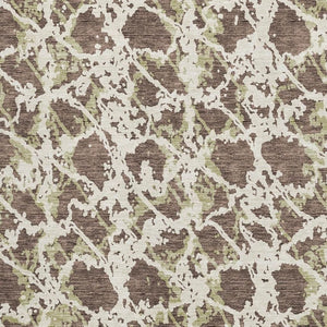 HomeRoots 9' X 12' Abstract Brown Taupe & Ivory Washable Area Rug with UV Protection for High-Traffic Spaces 676631