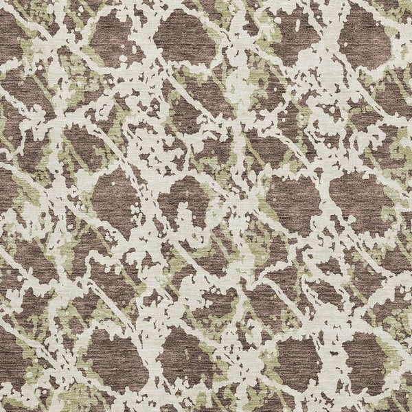 HomeRoots 9' X 12' Abstract Brown Taupe & Ivory Washable Area Rug with UV Protection for High-Traffic Spaces 676631