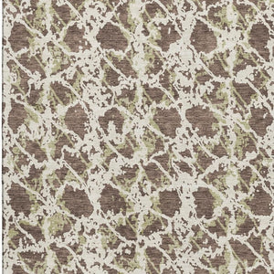 HomeRoots 9' X 12' Abstract Brown Taupe & Ivory Washable Area Rug with UV Protection for High-Traffic Spaces 676631