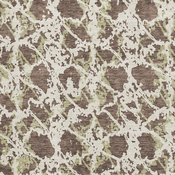 HomeRoots 10' X 14' Abstract Washable Area Rug in Brown Taupe & Ivory with UV Protection for Homes & Pets 676632