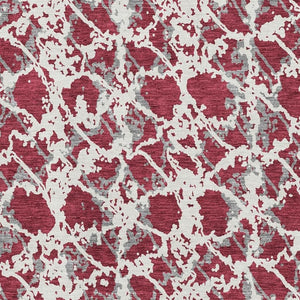 HomeRoots 5' X 8' Burgundy Gray Ivory Abstract Area Rug - Washable, UV Protected, Durable for Homes with Kids & Pets 676634
