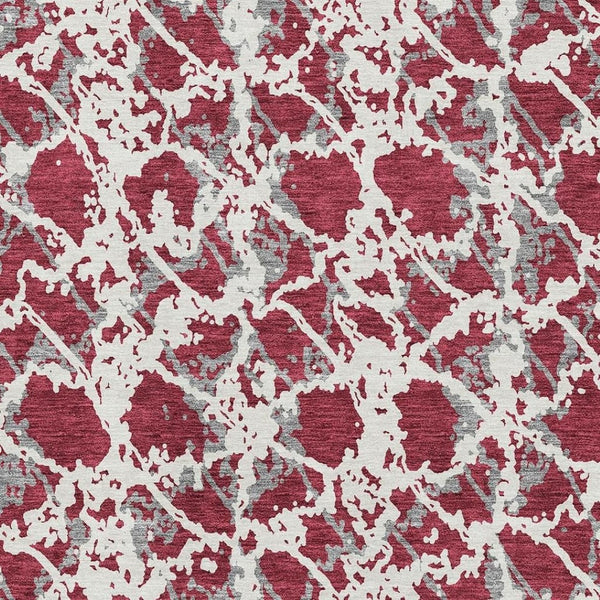 HomeRoots 5' X 8' Burgundy Gray Ivory Abstract Area Rug - Washable, UV Protected, Durable for Homes with Kids & Pets 676634