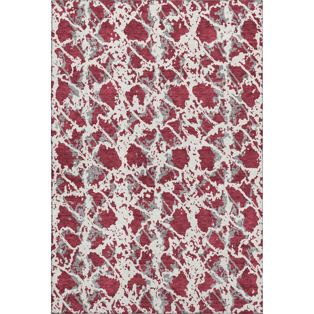 HomeRoots 8' X 10' Burgundy Gray Ivory Abstract Area Rug - Soft, Durable, Stain Resistant & UV Protected Design 676636
