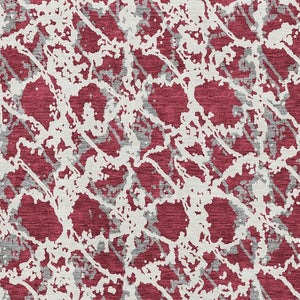 HomeRoots 8' X 10' Burgundy Gray Ivory Abstract Area Rug - Soft, Durable, Stain Resistant & UV Protected Design 676636