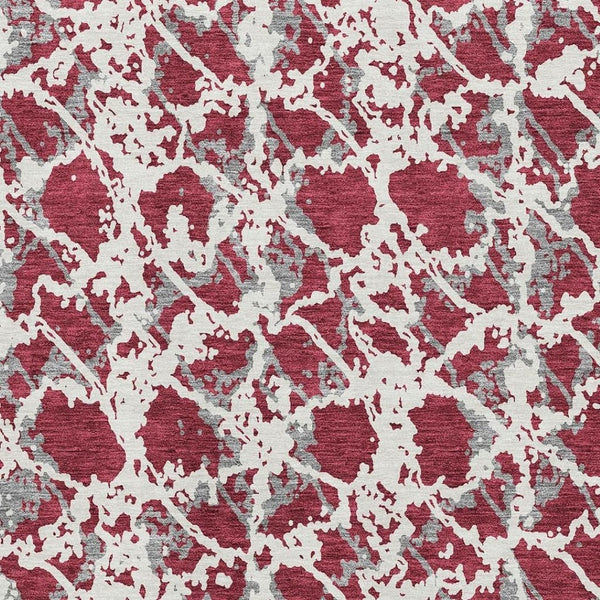 HomeRoots 8' X 10' Burgundy Gray Ivory Abstract Area Rug - Soft, Durable, Stain Resistant & UV Protected Design 676636