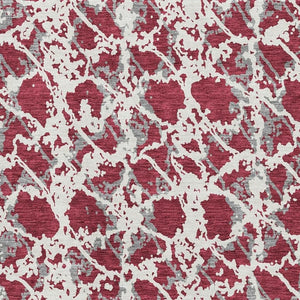 HomeRoots 9' X 12' Washable Abstract Area Rug in Burgundy, Gray & Ivory with UV Protection for Modern Spaces 676637