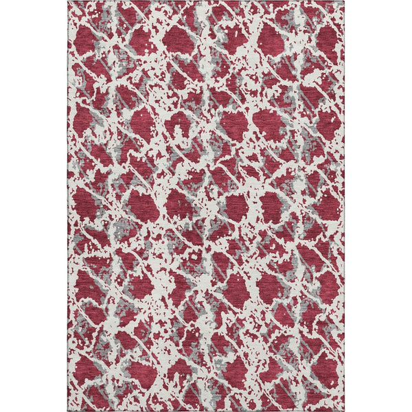 HomeRoots 10' X 14' Washable Burgundy Gray Ivory Abstract Area Rug with UV Protection for Modern Spaces 676638