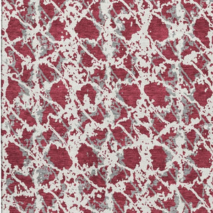 HomeRoots 10' X 14' Washable Burgundy Gray Ivory Abstract Area Rug with UV Protection for Modern Spaces 676638
