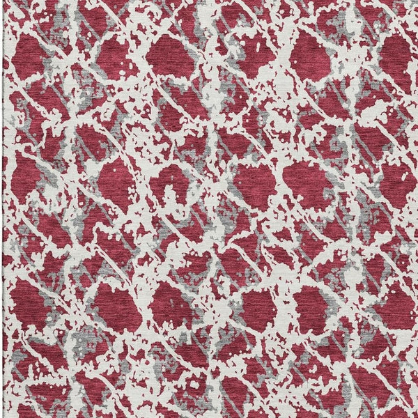 HomeRoots 10' X 14' Washable Burgundy Gray Ivory Abstract Area Rug with UV Protection for Modern Spaces 676638