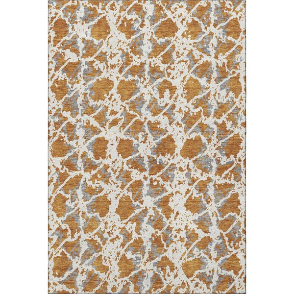 HomeRoots 5' Copper Gray & Ivory Abstract Washable Area Rug – Stylish, Durable, UV-Protected & Easy Care! 676640