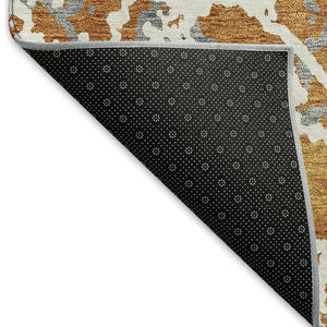 HomeRoots 9' X 12' Copper Gray and Ivory Abstract Area Rug - Stylish, Washable, UV-Protected for Modern Homes 676643