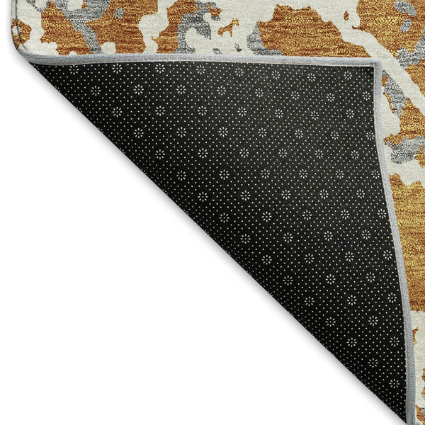 HomeRoots 9' X 12' Copper Gray and Ivory Abstract Area Rug - Stylish, Washable, UV-Protected for Modern Homes 676643