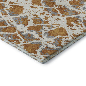 HomeRoots 9' X 12' Copper Gray and Ivory Abstract Area Rug - Stylish, Washable, UV-Protected for Modern Homes 676643