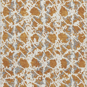 HomeRoots 9' X 12' Copper Gray and Ivory Abstract Area Rug - Stylish, Washable, UV-Protected for Modern Homes 676643