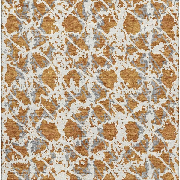 HomeRoots 9' X 12' Copper Gray and Ivory Abstract Area Rug - Stylish, Washable, UV-Protected for Modern Homes 676643