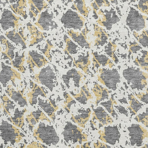 HomeRoots 5' X 8' Gray Gold Ivory Abstract Washable Area Rug - UV Protected, Stylish & Stain-Resistant Design 676646
