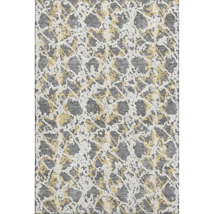 HomeRoots 8' X 10' Stylish Gray Gold Ivory Abstract Area Rug - Washable, Stain-Resistant, UV Protected Comfort 676648