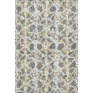 HomeRoots 8' X 10' Stylish Gray Gold Ivory Abstract Area Rug - Washable, Stain-Resistant, UV Protected Comfort 676648