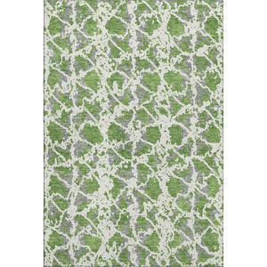 HomeRoots 5' X 8' Abstract Washable Area Rug in Green, Gray & Ivory - UV Protected, Ideal for High Traffic Areas 676652