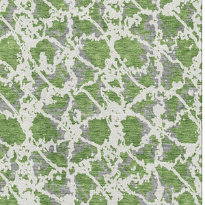 HomeRoots 5' X 8' Abstract Washable Area Rug in Green, Gray & Ivory - UV Protected, Ideal for High Traffic Areas 676652