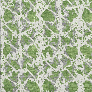 HomeRoots 8' X 10' Modern Abstract Area Rug in Green, Gray & Ivory – Durable, Washable, UV-Protected Design 676654