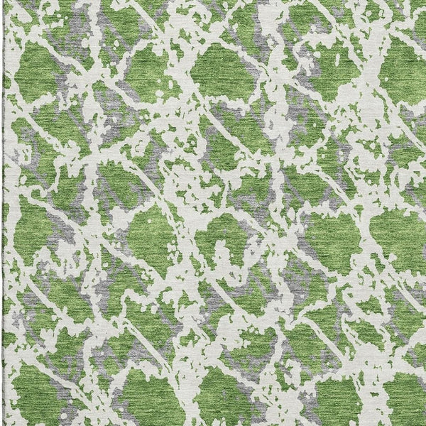HomeRoots 8' X 10' Modern Abstract Area Rug in Green, Gray & Ivory – Durable, Washable, UV-Protected Design 676654