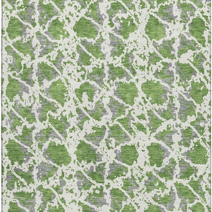 HomeRoots 8' X 10' Modern Abstract Area Rug in Green, Gray & Ivory – Durable, Washable, UV-Protected Design 676654