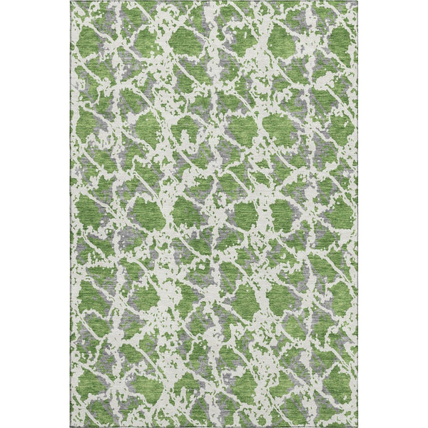 HomeRoots 9' X 12' Abstract Washable Area Rug in Green, Gray & Ivory - Durable, UV-Protected & Easy Care! 676655
