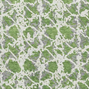 HomeRoots 9' X 12' Abstract Washable Area Rug in Green, Gray & Ivory - Durable, UV-Protected & Easy Care! 676655
