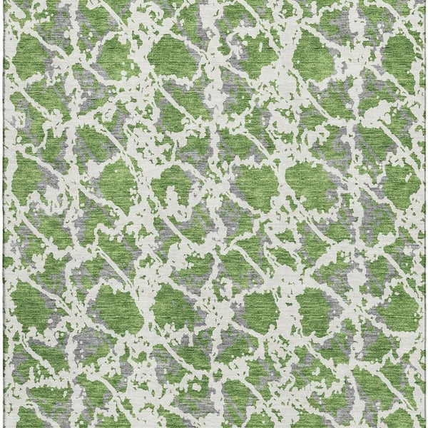 HomeRoots 9' X 12' Abstract Washable Area Rug in Green, Gray & Ivory - Durable, UV-Protected & Easy Care! 676655