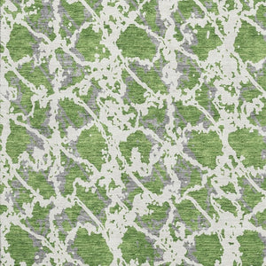 HomeRoots 10' Washable Abstract Area Rug in Green, Gray & Ivory - UV Protected, Stain Resistant for Family Living 676656