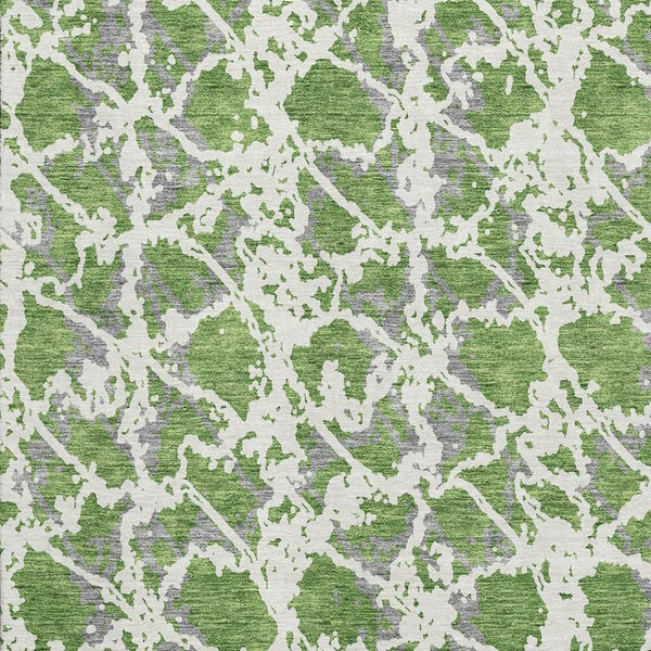 HomeRoots 10' Washable Abstract Area Rug in Green, Gray & Ivory - UV Protected, Stain Resistant for Family Living 676656