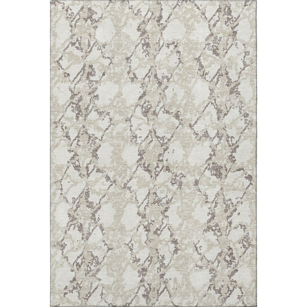 HomeRoots 5' X 8' Modern Abstract Washable Area Rug in Ivory Taupe & Beige with UV Protection for Homes 676658