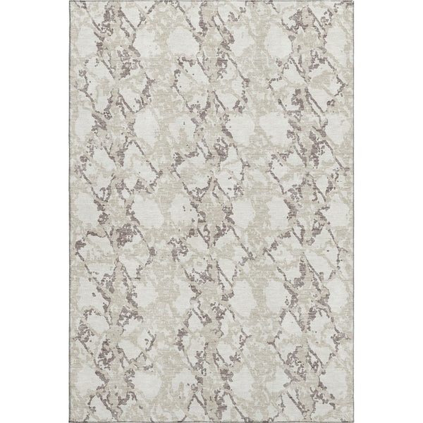 HomeRoots 10' X 14' Abstract Ivory Taupe Beige Area Rug - Durable, Washable, UV-Protected for Family Spaces 676662