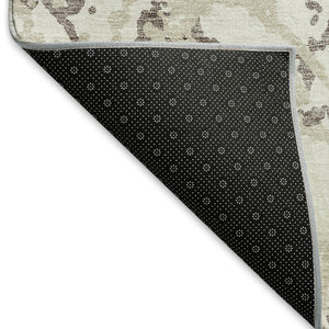 HomeRoots 10' X 14' Abstract Ivory Taupe Beige Area Rug - Durable, Washable, UV-Protected for Family Spaces 676662
