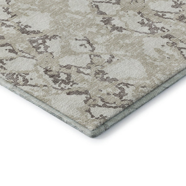 HomeRoots 10' X 14' Abstract Ivory Taupe Beige Area Rug - Durable, Washable, UV-Protected for Family Spaces 676662