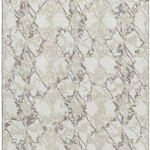 HomeRoots 10' X 14' Abstract Ivory Taupe Beige Area Rug - Durable, Washable, UV-Protected for Family Spaces 676662