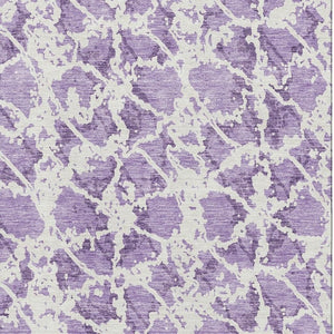 HomeRoots 5' X 8' Contemporary Lilac & Ivory Abstract Area Rug – Washable, UV Protected, Stain Resistant Design 676664