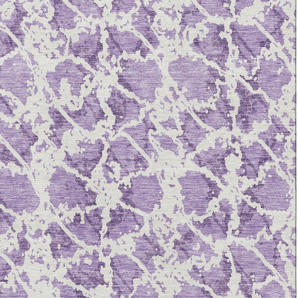 HomeRoots 5' X 8' Contemporary Lilac & Ivory Abstract Area Rug – Washable, UV Protected, Stain Resistant Design 676664
