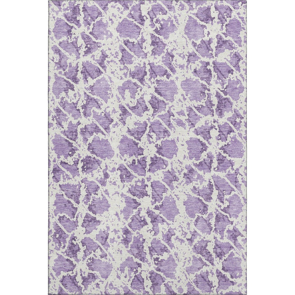 HomeRoots 8' X 10' Lilac & Ivory Abstract Area Rug – Washable, UV-Protected, Stain-Resistant for Easy Care! 676666